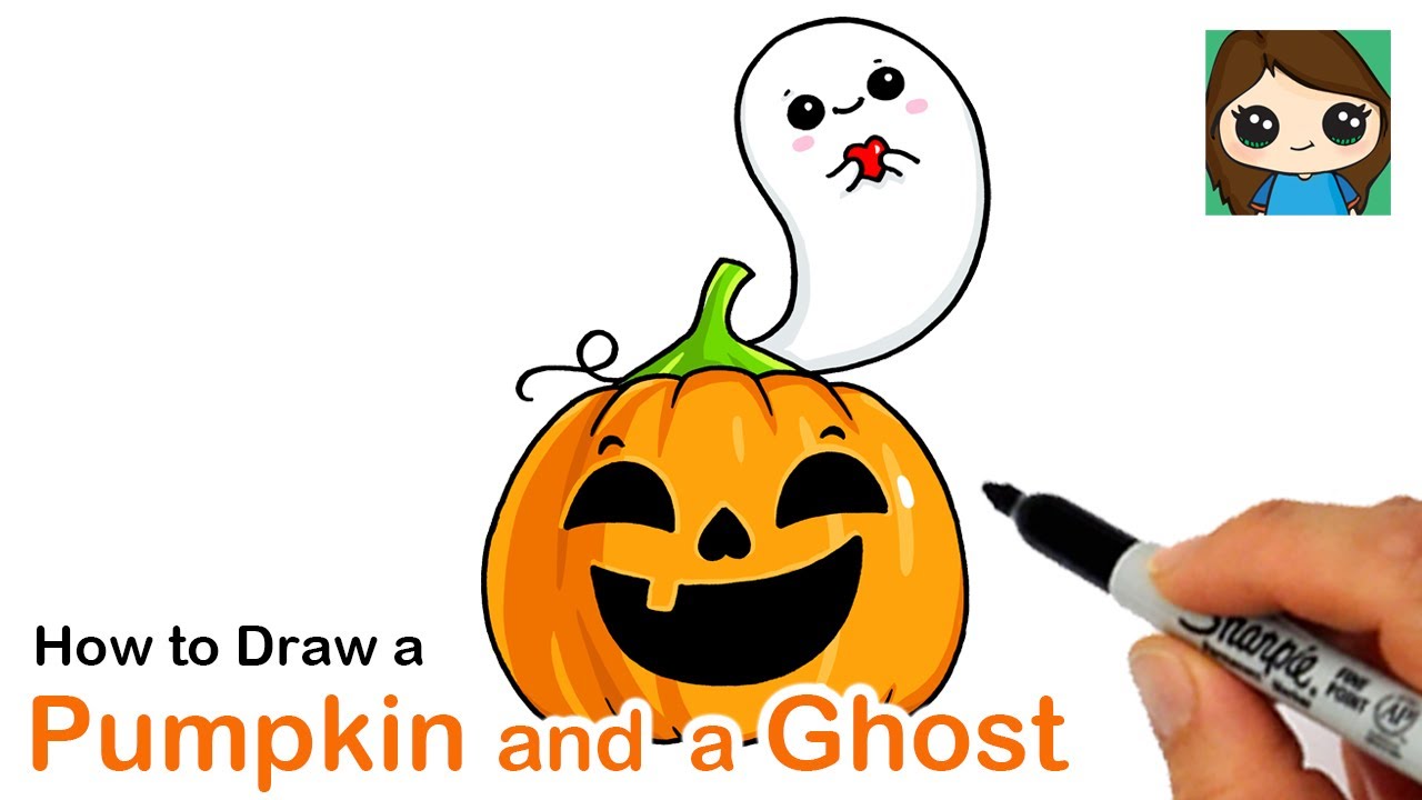 How to Draw a Pumpkin and Ghost Easy | Halloween Art - YouTube