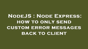 NodeJS : Node Express: how to only send custom error messages back to client