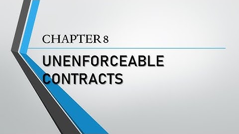 Contracts Chapter 8 Unenforceable Contracts