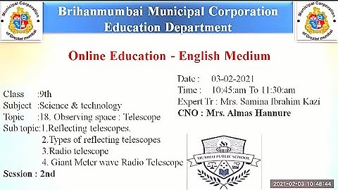 Std 9th // SCIENCE // 18. Observing Space : Telescope by Mrs. Samina Madam // CNO Mrs. Almas Hannure