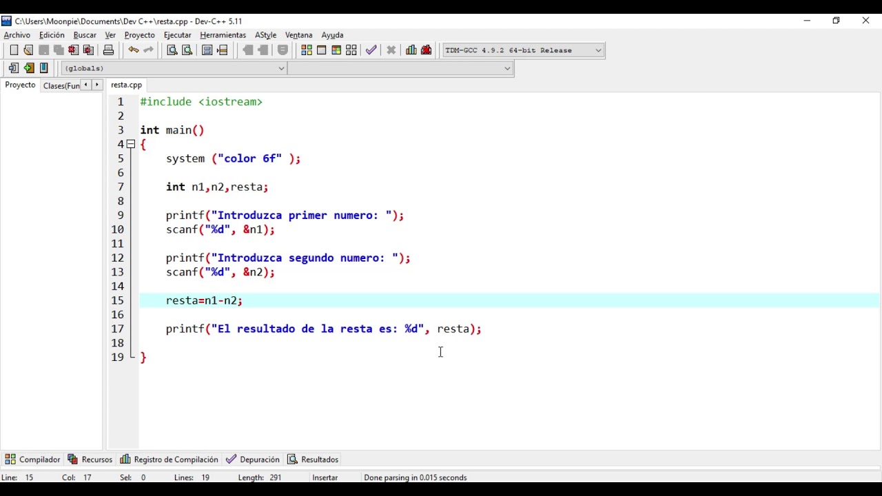 Resta de dos numeros Dev C++ - YouTube