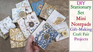 DIY MINI NOTEPAD STATIONARY SET with inbuilt Pen. Gift making & Craft Fair projects. Tutorial.