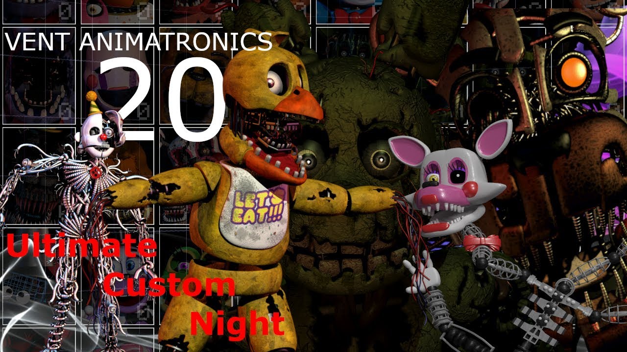 FNAF Ultimate Custom Night Ennard/Mangle/Withered Chica/SpringTrap and  Molten Freddy 20 Walkthrough 