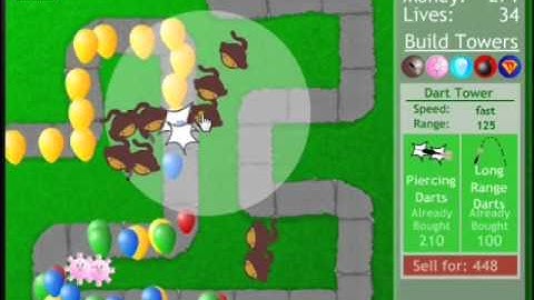 Bloons tower defense 1 Round 1-50 Walkthrough