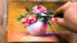 still painting oil yasser fayad roses simple