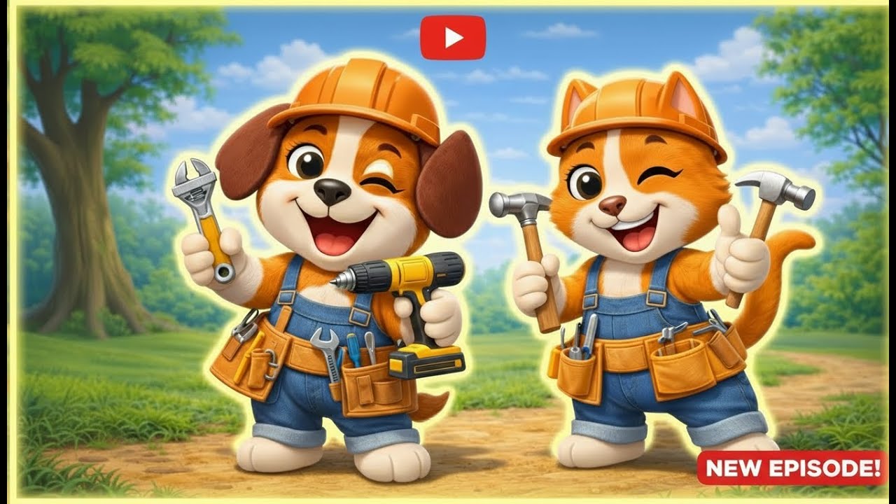 “Builder Dog & Cat Construct a House 🛠️ | Educational Cartoon for Kids”