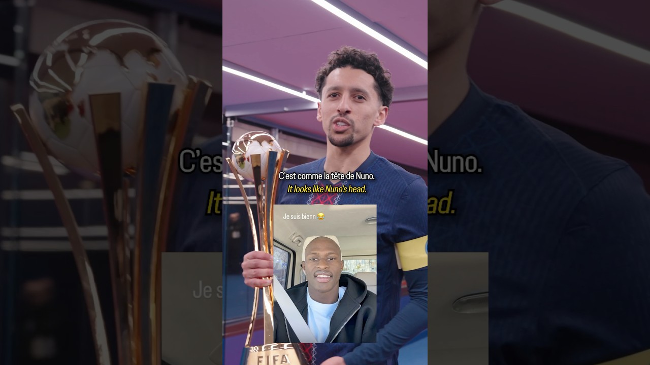 « It looks like Nuno’s head » 🤣🏆 #PSG #NunoMendes #Marquinhos