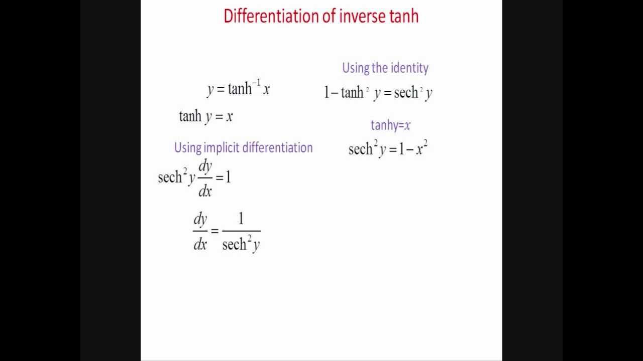 Differentiation Of Inverse Tanh tanh 1 x YouTube Differentiation Of Inverse Tanh tanh 1 x YouTube