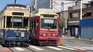 都電7700形　7708編成　転生したら都電荒川線だった件ラッピング　9000形　9002編成