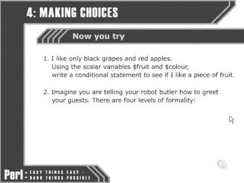 VTC Player   Perl Fundamentals, Now you try  Choices