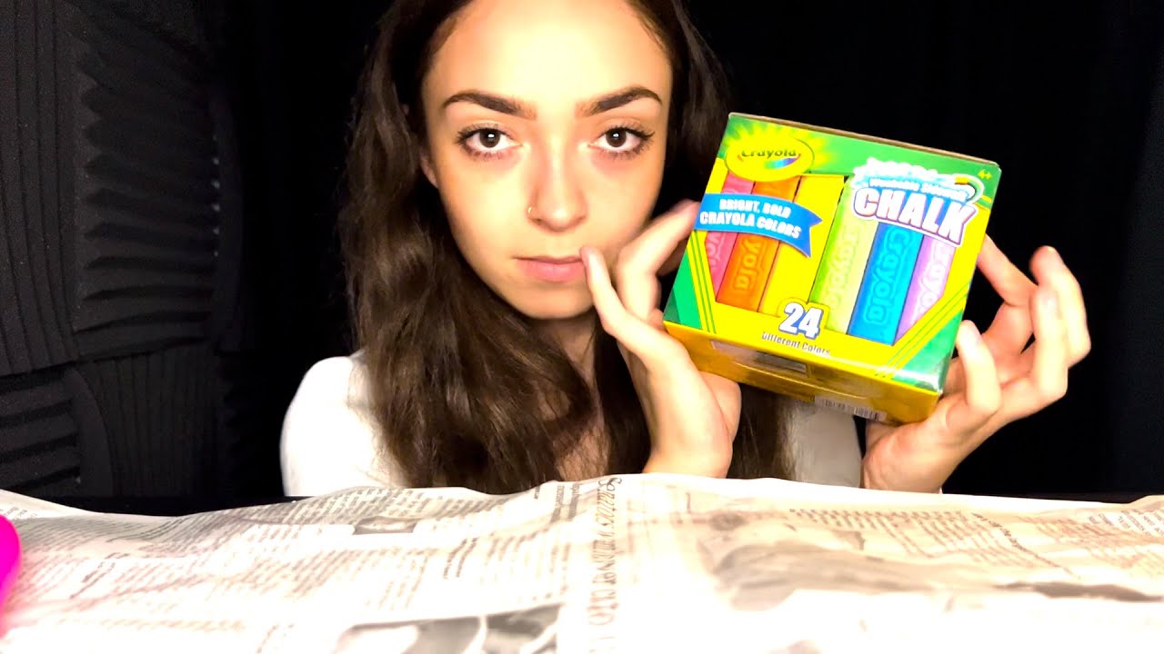ASMR Aggressive Crayola Chalk Cutting & Scraping w/ Knife (Whispering You To Sleep)