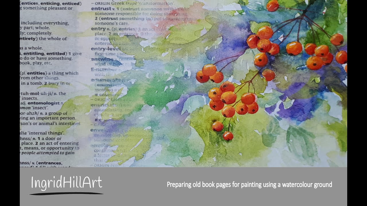 Preparing a old book page for watercolour painting 