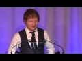 Ed sheeran speaks at the 2015 american institute for stuttering gala