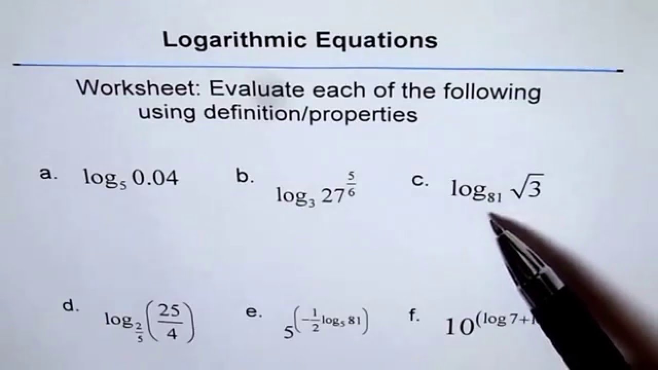 Logarithm Worksheet With Answers Pdf - Escolagersonalvesgui