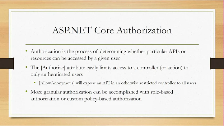 ASP.NET Core Authentication and Authorization