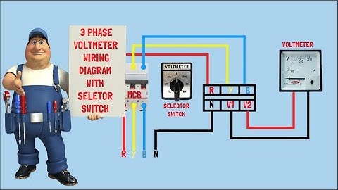 3 phase voltmeter connection with selector switch/