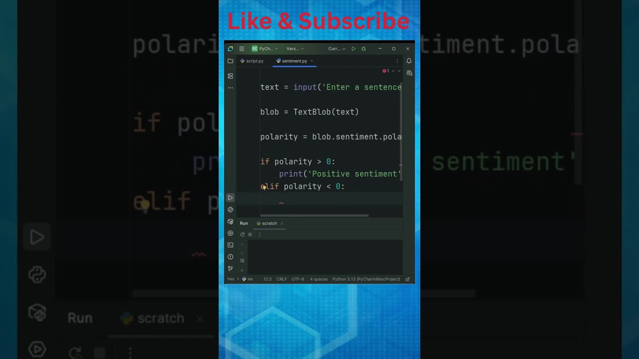 Build a Sentiment Analyzer in Python in 3 Minutes! 🔥 | TextBlob Tutorial for Beginners