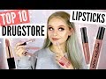 TOP 10 DRUGSTORE LIPSTICKS!! | sophdoesnails