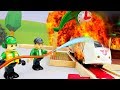 Brio Trains &amp; Brio Toys. Train Toys: A Toy Fire truck, A Toy Police Car. Wooden Railway Toy Vehicles