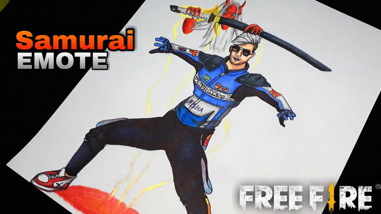 Samurai Emote Drawing || FREE FIRE DRAWING || Kaku Arts - YouTube