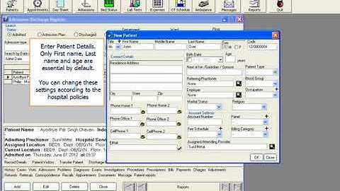 Admitting a new patient