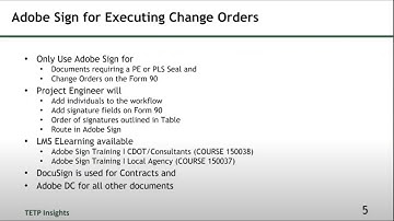 CDOT TETP Insights: Construction Change Orders and Adobe Sign eSignatures