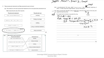 Q3 part b - Write Pseudocode - Paper 2 oct nov 23 Cambridge iGCSE Computer Science