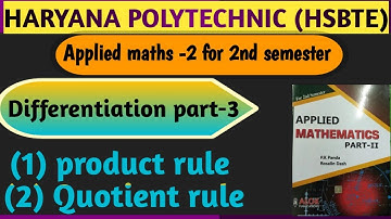 Haryana polytechnic 2nd semester Applied math-2 Differentiation p-3 product and Quotient rule