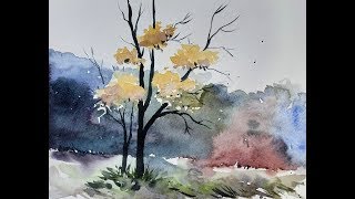 Watercolor Easy Landscape Painting Images 1