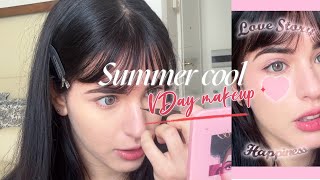 summer cool korean daily makeup | Valentine&#39;s Day | ft. YESSTYLE &amp; MYEYEBB contact lenses REVIEW