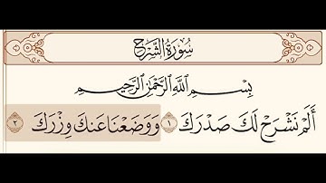 سورة الشرح مكرره ٤٠ مره  ~ ألم نشرح لك صدرك (راحة نفسيه وزيادة الرزق والبركة بإذن الله)