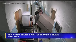 Surveilance video shows Struthers City Hall staff removing emptying office