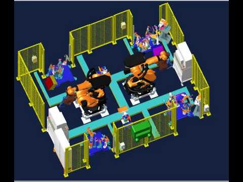 ROBCAD SIMULATION - ROBOTIC SPOT WELD CELL