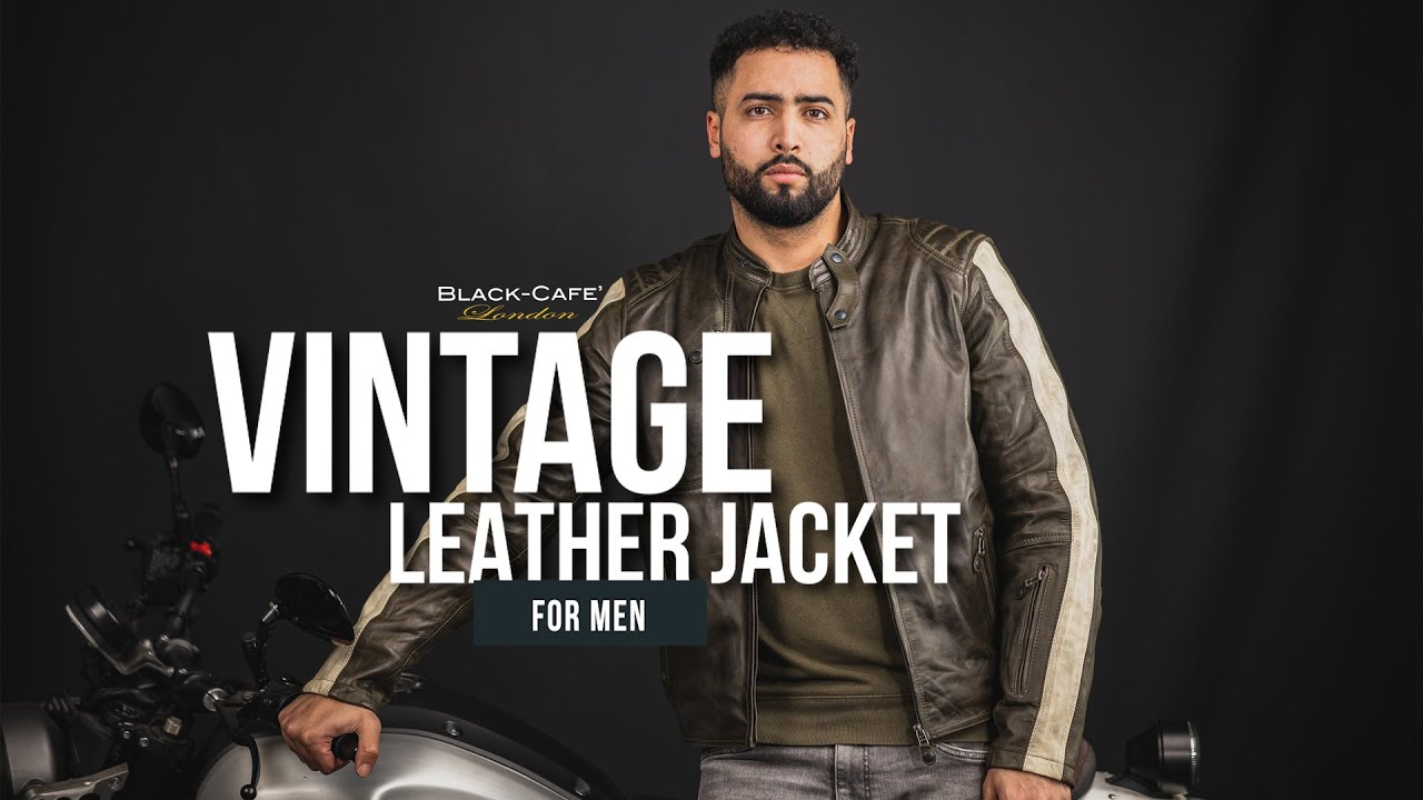 Black Café London Vintage Motorcycle Leather Jacket - YouTube