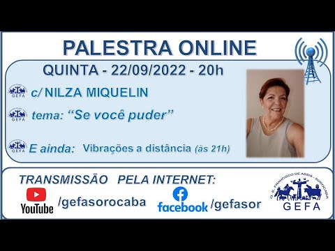 Assista: Palestra Online - c/ NILZA MIQUELIN (22/09/2022)