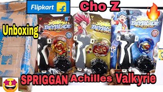 🔥 Cho Z Beyblade series Unboxing..! Cho Z Valkyrie, Cho Z Achilles \& Cho Z Spriggan | Flipkart