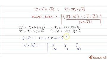 Find the shortest distance between the following pair of line: `vecr=hati+2hatj+3hatk+lamda(hati-