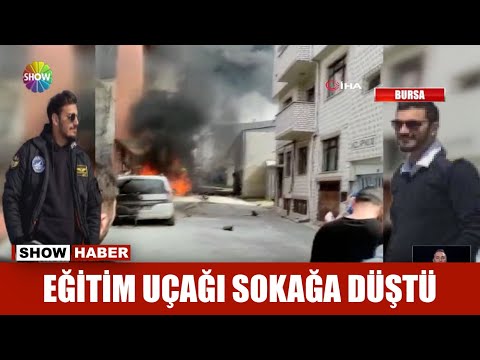 Eğitim uçağı sokağa düştü