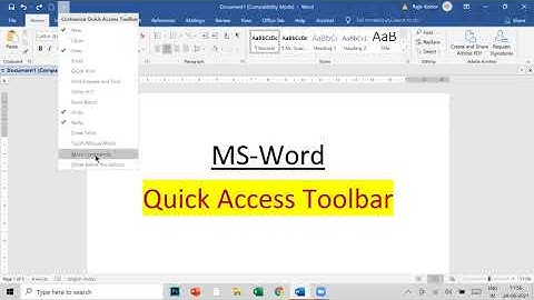 MS-WORD: Quick Access Toolbar(HINDI)