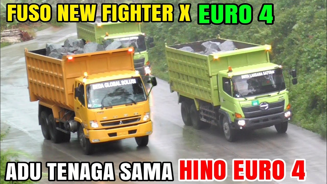 Dump Truk Fuso New Fighter X Euro 4 dan Hino Jember Euro 4 Beradu Tenaga Di Tanjakan Keramat