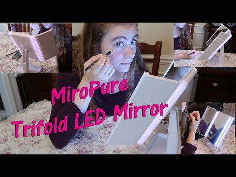 🌺MiroPure TriFold 24 LEDS Lighted 🌹 Dimmable Makeup Mirror Product Review 👈
