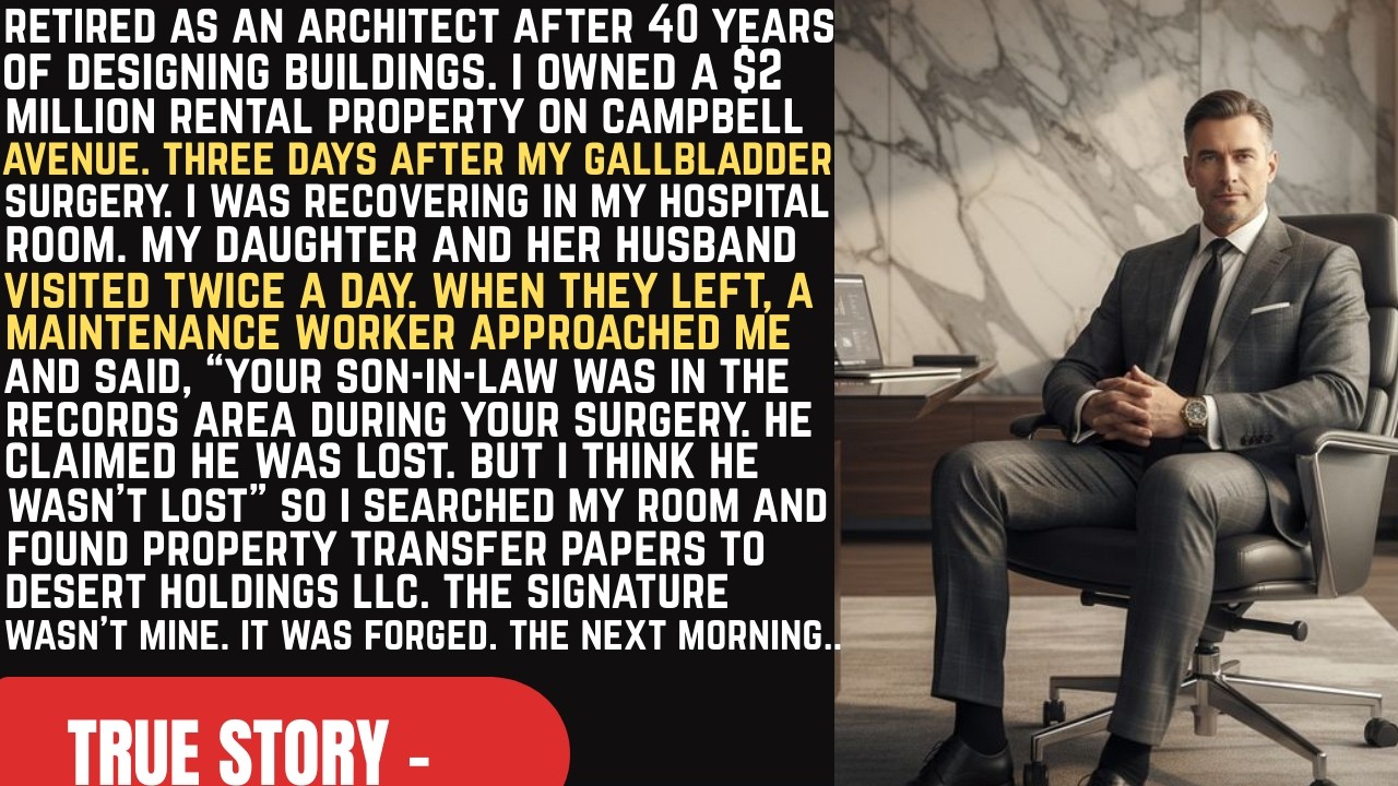 Architect Retired with $2M – Janitor My Son-in-Law Forged Documents to Take Everything!