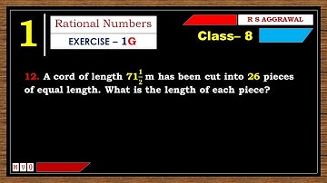 Math Class 8 | Exercise- 1G | Qus. 12 | Rational Numbers | Chapter - 1 | R S AGGARWAL  #mvo
