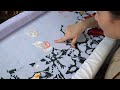 Livestream  hand embroidery art   large embroidery of flower fields