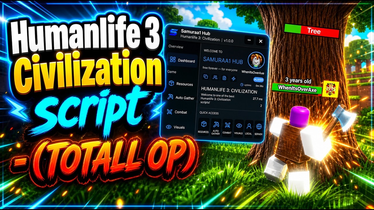[NO KEY] Humanlife 3 Civilization script - (Fly, Auto Gather and more ...