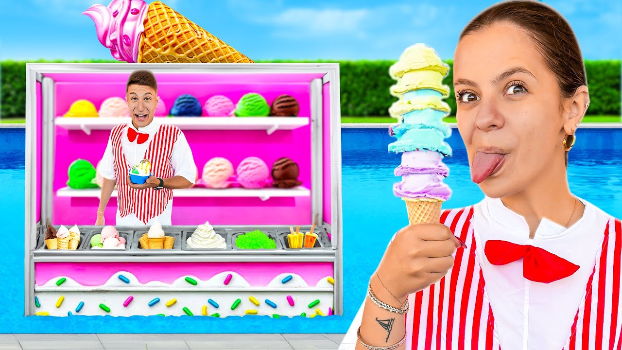 HO APERTO UNA GELATERIA IN PISCINA NELLA VITA REALE CON TUTTI I NOSTRI AMICI PER 24 ORE!🍦