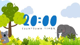 20 Minute Timer with Relaxing Music and Alarm | Animal Timer