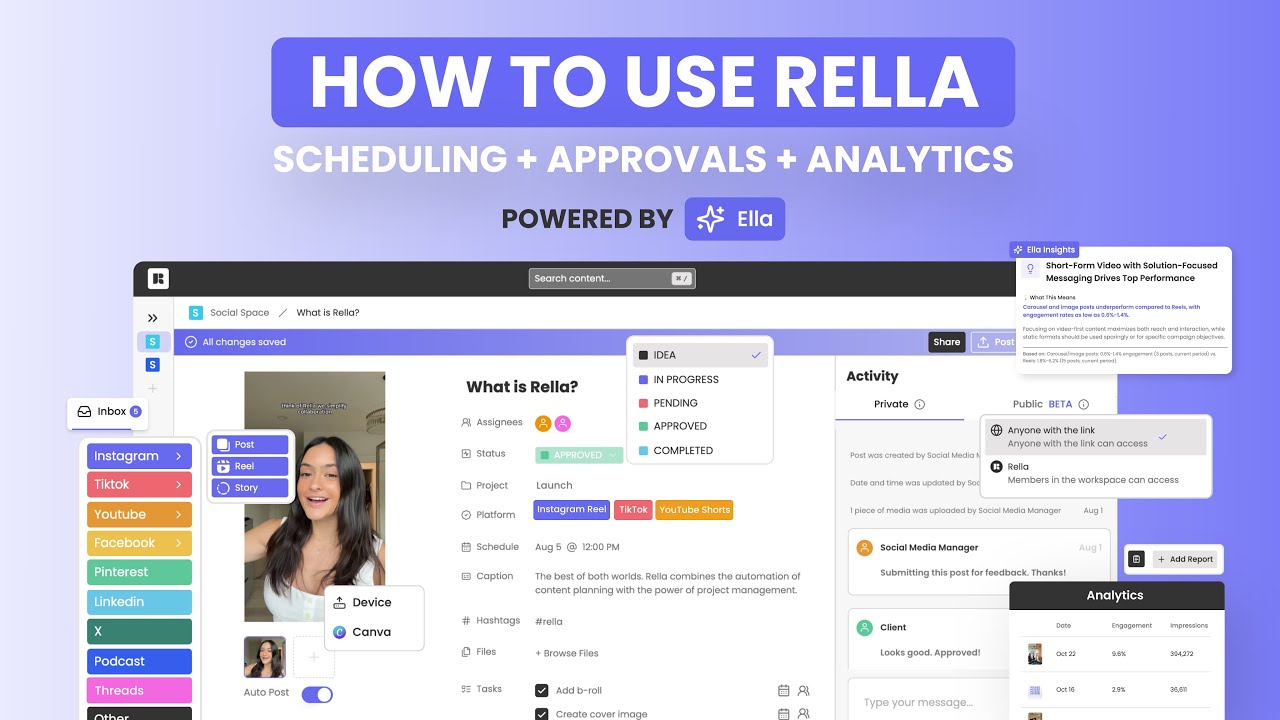 2025 Use Rella for Content Management & Approvals w/ AI (Ella) | Social Media Managers & Teams