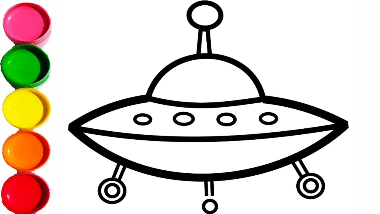 Spaceship Drawing for Kids | Easy Colouring | Drawing online Classes