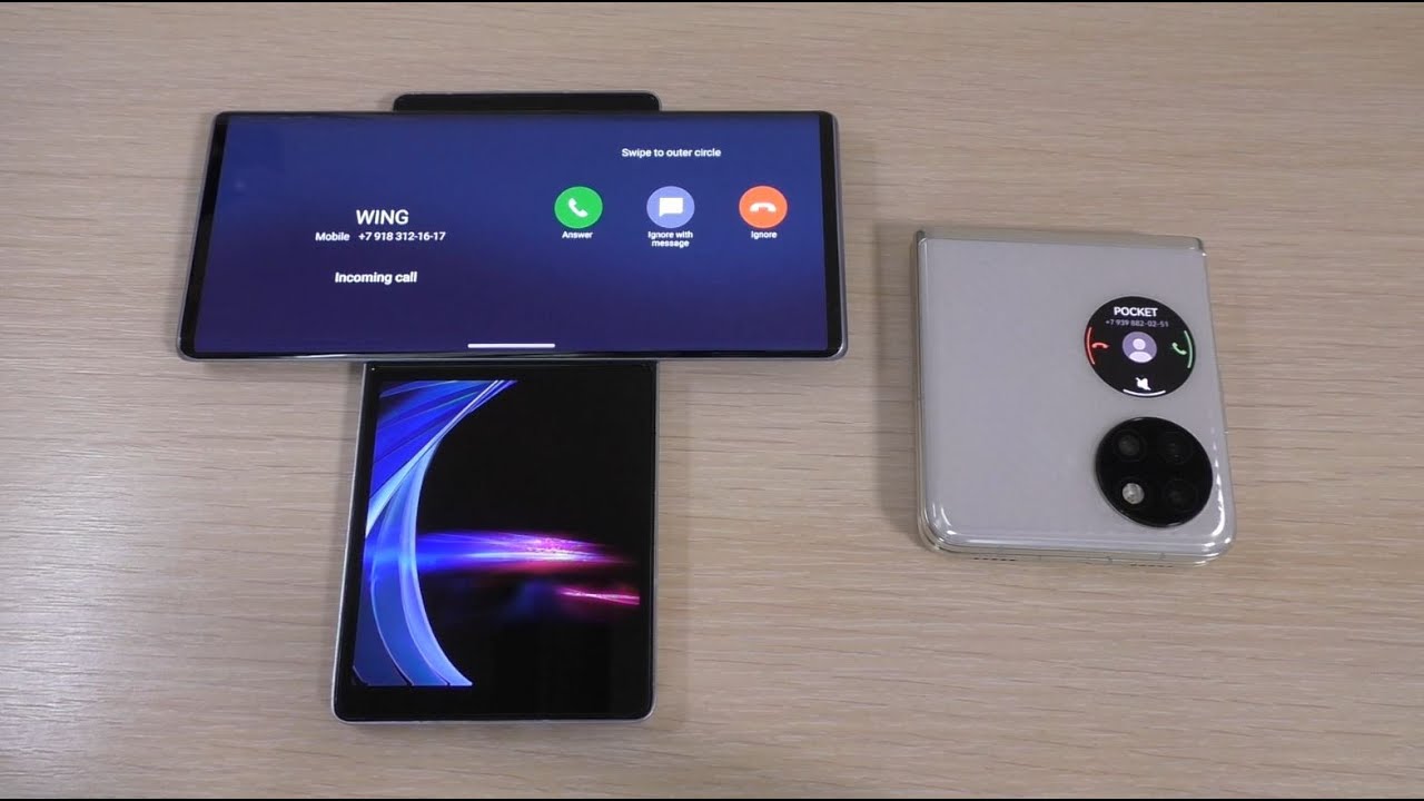LG WING vs HUAWEI P50 Pocket incoming call